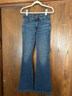 Wrangler Women's Mid-Blue High-Rise Flare Jeans